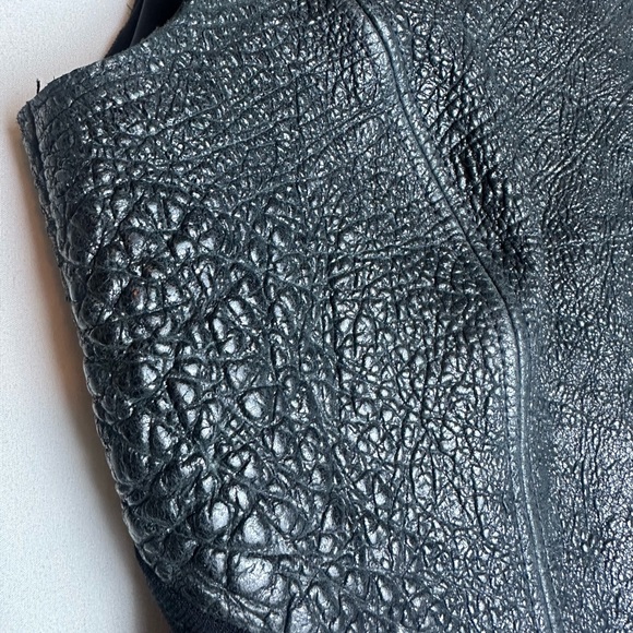 ❗️NEW Helmut Lang Crystal Leather Black Two Tone Asymmetrical Sheath Dress - Picture 6 of 17